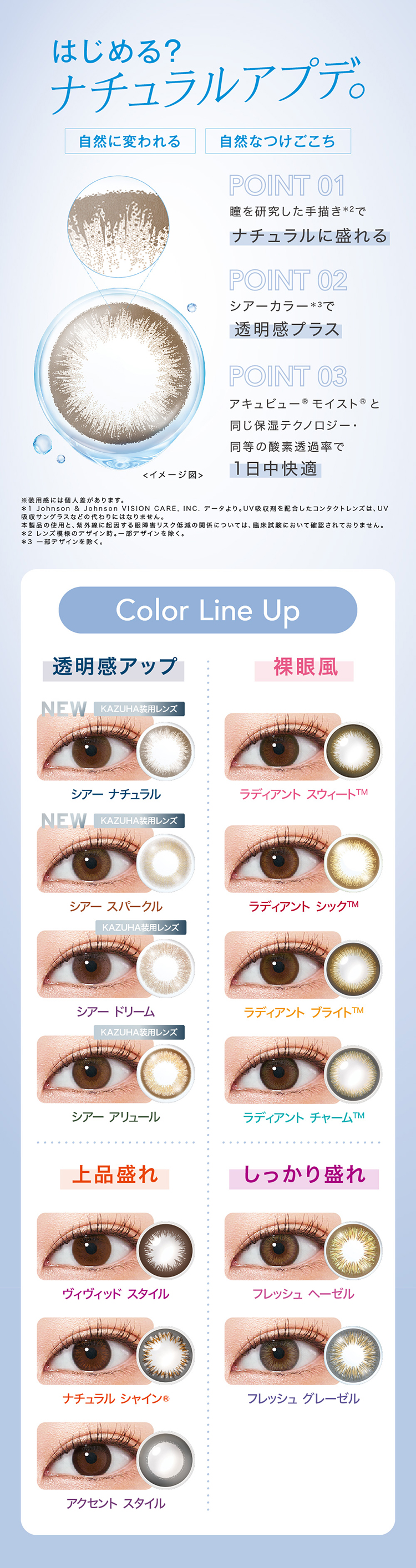 Johnson and Johnson 1day ACUVUE define Moist ジョンソン・エンド・ジョンソン 2026年新色アドキット カズハ KAZUHA